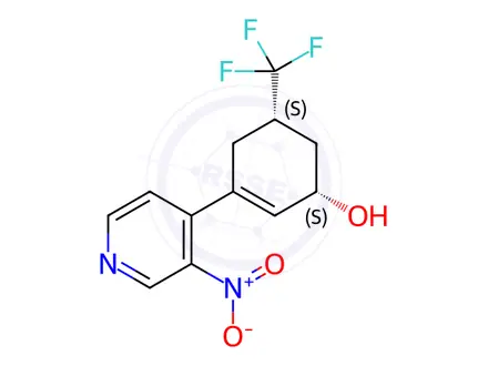 Chemical structure of Cis-3-(3-nitro-4-pyridyl)-5-(trifluoromethyl)cyclohex-2-en-1-ol