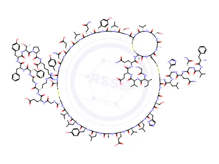 Chemical structure of insulin, des-Asn(A21)-des-Ala(B30)-