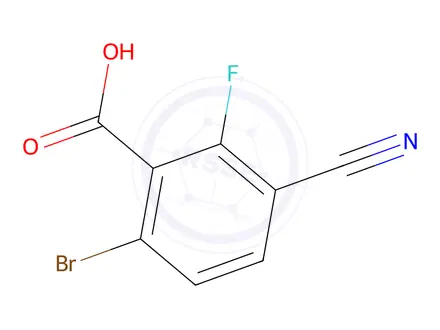 Chemical structure of 6-Bromo-3-cyano-2-fluorobenzoic acid