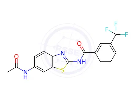 Chemical structure of N-(6-Acetamidobenzo[d]thiazol-2-yl)-3-(trifluoromethyl)benzamide
