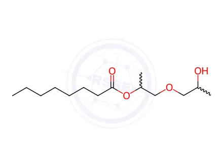 Chemical structure of Octanoic acid, 2-(2-hydroxypropoxy)-1-methylethyl ester