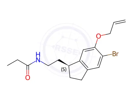 Chemical structure of N-[2-[(1S)-5-bromo-2,3-dihydro-6-(2-propen-1-yloxy)-1H-inden-1-yl]ethyl]propanamide