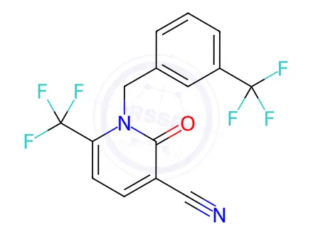 Chemical structure of 2-Oxo-6-(trifluoromethyl)-1-{[3-(trifluoromethyl)phenyl]methyl}-1,2-dihydropyridine-3-carbonitrile