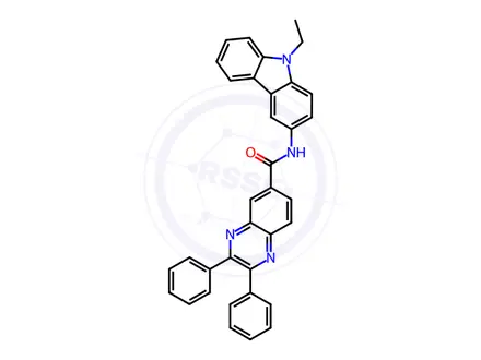Chemical structure of N-(9-Ethyl-9H-carbazol-3-yl)-2,3-diphenylquinoxaline-6-carboxamide