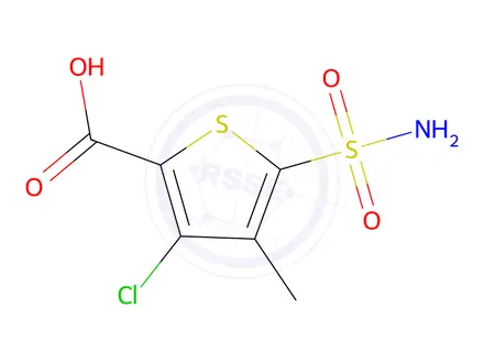 Chemical structure of 3-Chloro-4-methyl-5-sulfamoylthiophene-2-carboxylic Acid