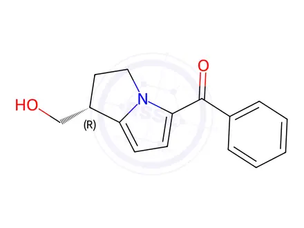Chemical structure of Methanone, [(1R)-2,3-dihydro-1-(hydroxymethyl)-1H-pyrrolizin-5-yl]phenyl-