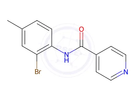Chemical structure of N-(2-bromo-4-methylphenyl)isonicotinamide