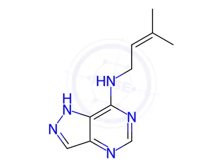 Chemical structure of 7-[(3-Methyl-2-butenyl)amino]-1H-pyrazolo[4,3-d]pyrimidine