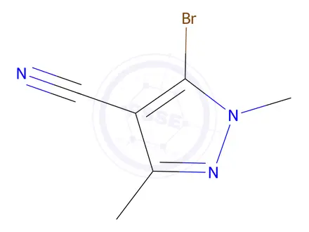 Chemical structure of 5-bromo-1,3-dimethyl-1H-pyrazole-4-carbonitrile