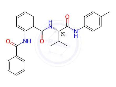 Chemical structure of Benzamide, 2-(benzoylamino)-N-[(1S)-2-methyl-1-[[(4-methylphenyl)amino]carbonyl]propyl]-(9CI)