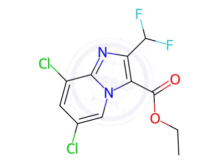 Chemical structure of Ethyl 6,8-dichloro-2-(difluoromethyl)imidazo[1,2-a]pyridine-3-carboxylate