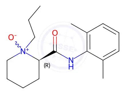 Chemical structure of (2R)-2-((2,6-dimethylphenyl)carbamoyl)-1-propylpiperidine 1-oxide