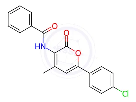 Chemical structure of N-[6-(4-Chlorophenyl)-4-methyl-2-oxo-2H-pyran-3-yl]benzamide
