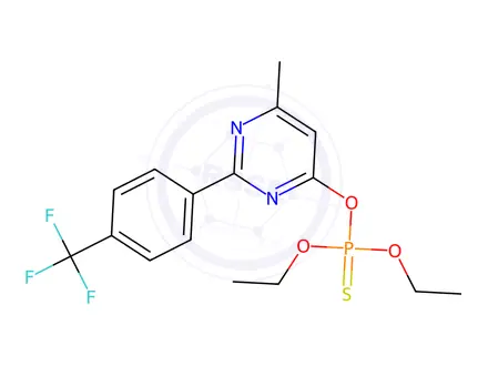 Chemical structure of O,O-diethyl O-{6-methyl-2-[4-(trifluoromethyl)phenyl]pyrimidin-4-yl} phosphothioate