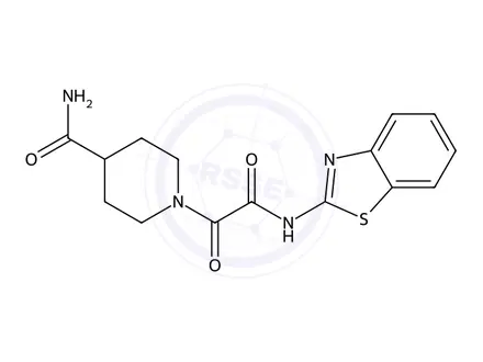 Chemical structure of 1-(2-(Benzo[d]thiazol-2-ylamino)-2-oxoacetyl)piperidine-4-carboxamide