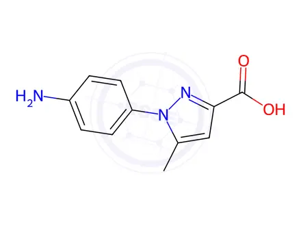 Chemical structure of 1-(4-Aminophenyl)-5-methyl-1H-pyrazole-3-carboxylic acid
