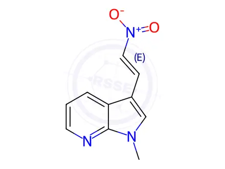 Chemical structure of (E)-1-methyl-3-(2-nitrovinyl)-1H-pyrrolo[2,3-b]pyridine