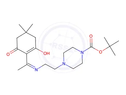 Chemical structure of 1-BOC-4-[2-[[1-(4,4-dimethyl-2,6-dioxocyclohexylidene)ethyl]amino]ethyl]piperazine