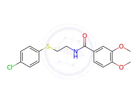 Chemical structure of N-{2-[(4-chlorophenyl)sulfanyl]ethyl}-3,4-dimethoxybenzamide