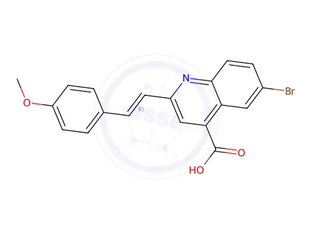 Chemical structure of 6-Bromo-2-[2-(4-methoxyphenyl)ethenyl]quinoline-4-carboxylic acid