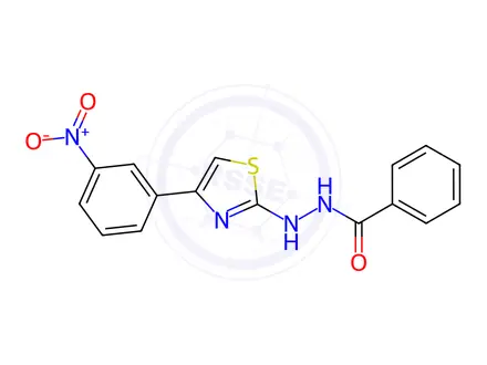 Chemical structure of N'-(4-(3-nitrophenyl)thiazol-2-yl)benzohydrazide