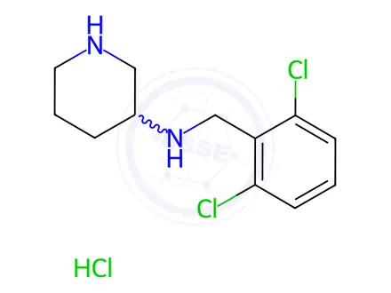 Chemical structure of N-(2,6-Dichlorobenzyl)piperidin-3-amine hydrochloride