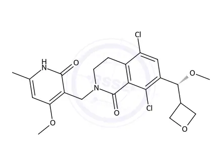 Chemical structure of 1844849-10-0 S4L4MM20B6 PF-06821497 UNII-S4L4MM20B6 1(2H)-Isoquinolinone, 5,8-dichloro-2-((1,2-dihydro-4-methoxy-6-methyl-2-oxo-3-pyridinyl)methyl)-3,4-dihydro-7-((R)-methoxy-3-oxetanylmethyl)-