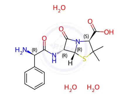 Chemical structure of Ampicillin trihydrate