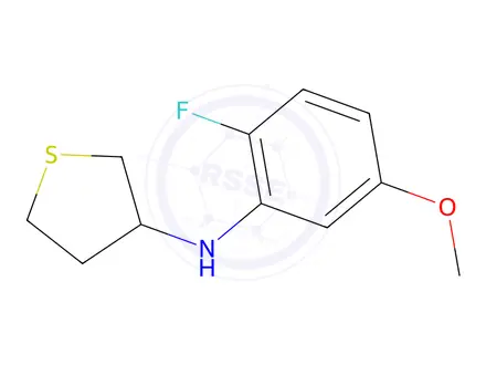 Chemical structure of N-(2-fluoro-5-methoxyphenyl)tetrahydrothiophen-3-amine
