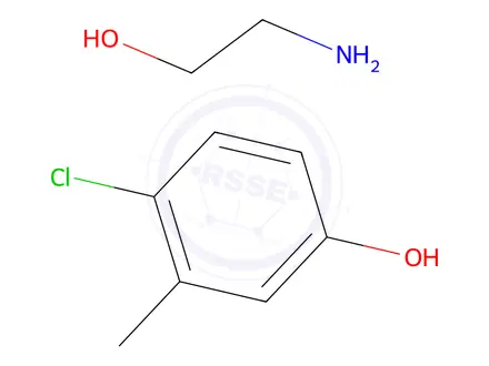 Chemical structure of 4-chloro-m-cresol, compound with 2-aminoethanol (1:1)