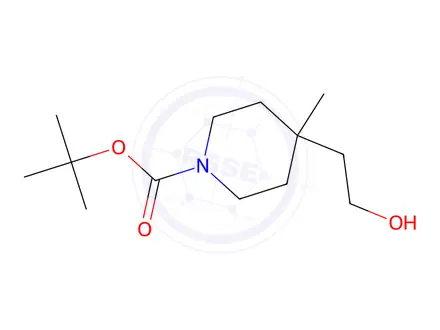 Chemical structure of tert-butyl 4-(2-hydroxyethyl)-4-methylpiperidine-1-carboxylate