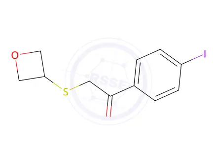 Chemical structure of 1-(4-Iodophenyl)-2-(oxetan-3-ylthio)ethan-1-one