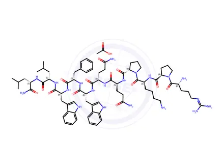 Chemical structure of D-ARG-D-PRO-LYS-PRO-GLN-GLN-D-TRP-PHE-D-TRP-LEU-LEU-NH2 ACETATE SALT