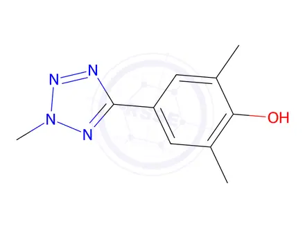 Chemical structure of 2,6-dimethyl-4-(2-methyl-1H-tetrazol-5-ylidene)cyclohexa-2,5-dien-1-on e