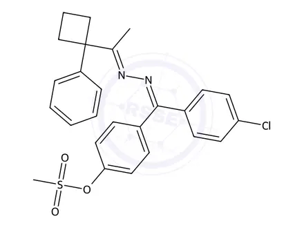 Chemical structure of 4-((4-Chlorophenyl)((1-(1-phenylcyclobutyl)ethylidene)hydrazono)methyl)phenyl methanesulfonate