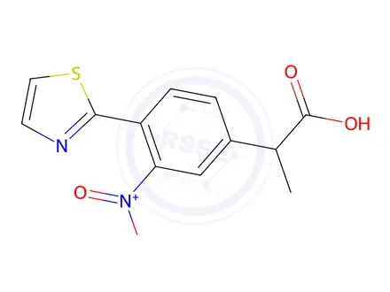 Chemical structure of α-Methyl-3-nitro-4-(2-thiazolyl)benzeneacetic acid