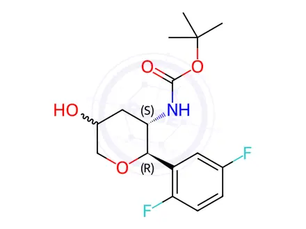Chemical structure of tert-Butyl ((2R,3S)-2-(2,5-difluorophenyl)-5-hydroxytetrahydro-2H-pyran-3-yl)carbamate