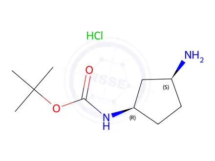 Chemical structure of tert-Butyl ((1R,3S)-3-aminocyclopentyl)carbamate hydrochloride