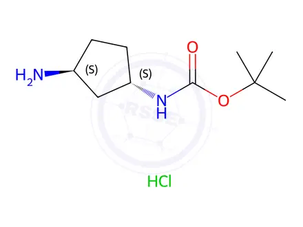 Chemical structure of tert-butyl ((1S,3S)-3-aminocyclopentyl)carbamate hydrochloride