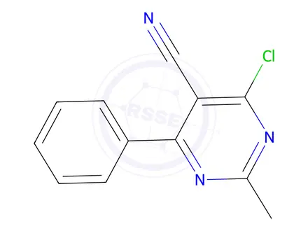 Chemical structure of 4-Chloro-2-methyl-6-phenylpyrimidine-5-carbonitrile