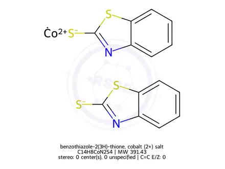 Chemical structure of benzothiazole-2(3H)-thione, cobalt (2+) salt