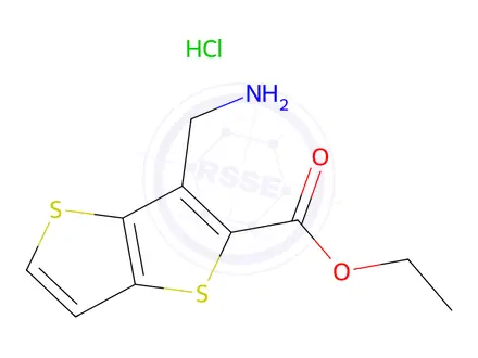 Chemical structure of Ethyl 3-(aminomethyl)thieno[3,2-b]thiophene-2-carboxylate hydrochloride