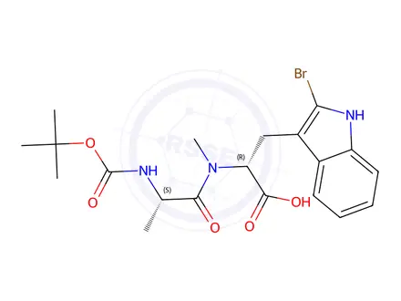 Chemical structure of N-[(1,1-Dimethylethoxy)carbonyl]-L-alanyl-2-bromo-N-methyl-D-tryptophan