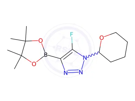 Chemical structure of 5-Fluoro-1-(tetrahydro-2H-pyran-2-yl)-4-(4,4,5,5-tetramethyl-1,3,2-dioxaborolan-2-yl)-1H-1,2,3-triazole