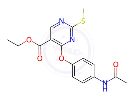 Chemical structure of Ethyl 4-(4-acetamidophenoxy)-2-(methylsulfanyl)pyrimidine-5-carboxylate