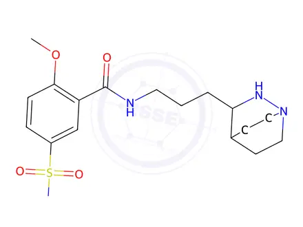 Chemical structure of N-[3-[1,2-Diazabicyclo[2.2.2]octan-3-yl]propyl]-2-methoxy-5-sulfamoylbenzamide