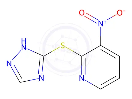 Chemical structure of 2-((1H-1,2,4-triazol-5-yl)thio)-3-nitropyridine