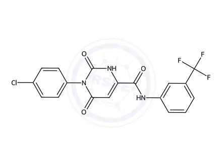 Chemical structure of 1-(4-Chlorophenyl)-2,6-dioxo-N-(3-(trifluoromethyl)phenyl)-1,2,3,6-tetrahydropyrimidine-4-carboxamide