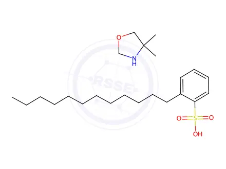 Chemical structure of dodecylbenzenesulphonic acid, compound with 4,4-dimethyloxazolidine (1:1)