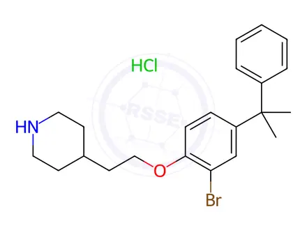 Chemical structure of 4-{2-[2-Bromo-4-(1-methyl-1-phenylethyl)phenoxy]-ethyl}piperidine hydrochloride
